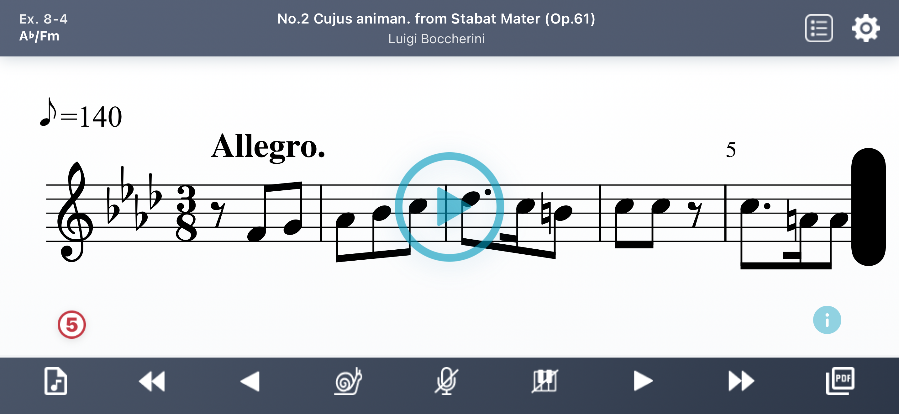 Singalong Solfege Player Screen